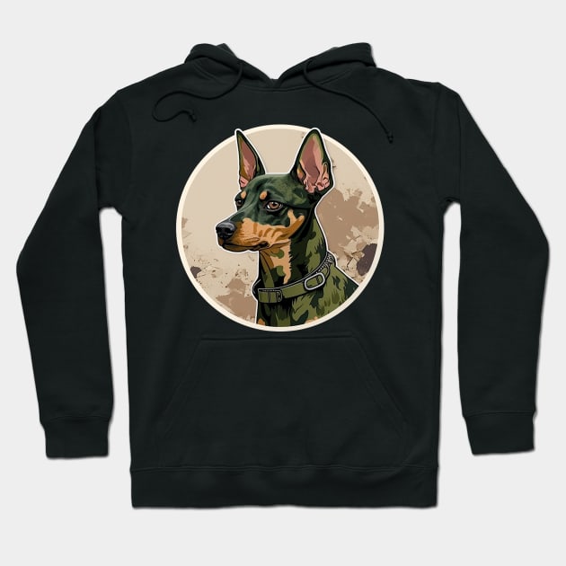 Miniature Pinscher Camouflage Motif Hoodie by Mike O.